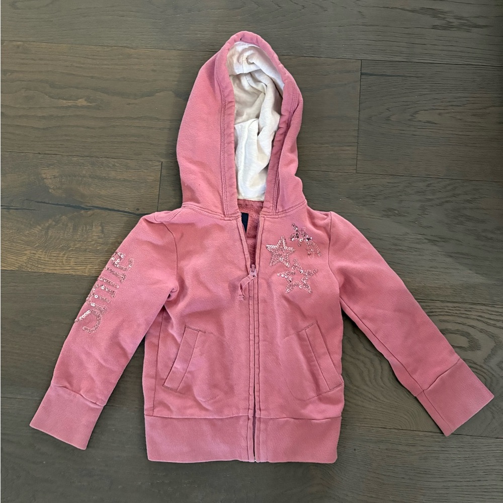 Gap pink girls sequinned hoodie sz 4/5 EUC worn twice